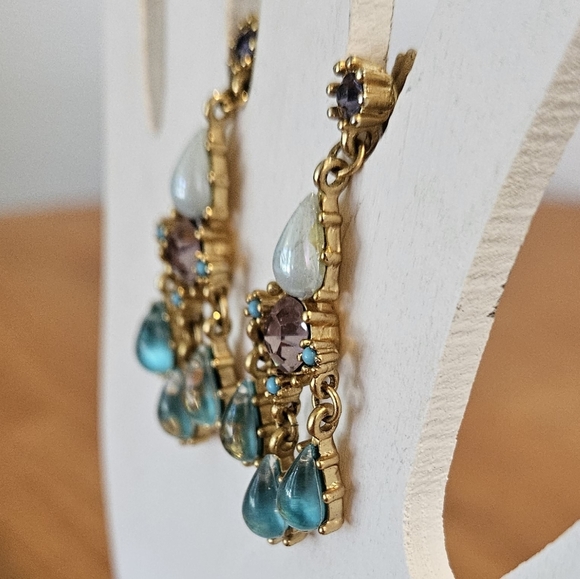 NWT'S - COWGIRL CONFETTI -  Lilac and Teal Jeweltone Drop Stud Earrings - Picture 2 of 7